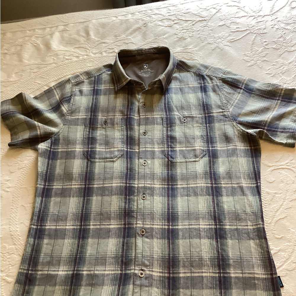 Kuhl Olive &  Navy Plaid Button Up Shirt